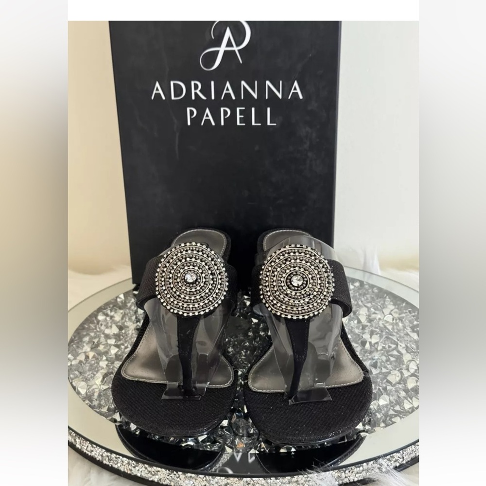 NEW Adrianna Papell Casey Wedge Sandals - Platino Size 10